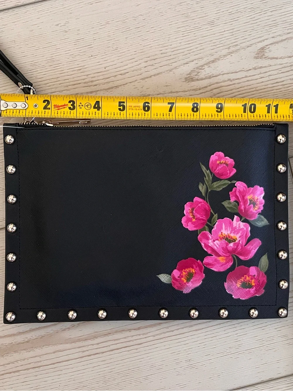 White House Black Market Black Wristlet Clutch with Pink Floral Print - Picture 6 of 11
